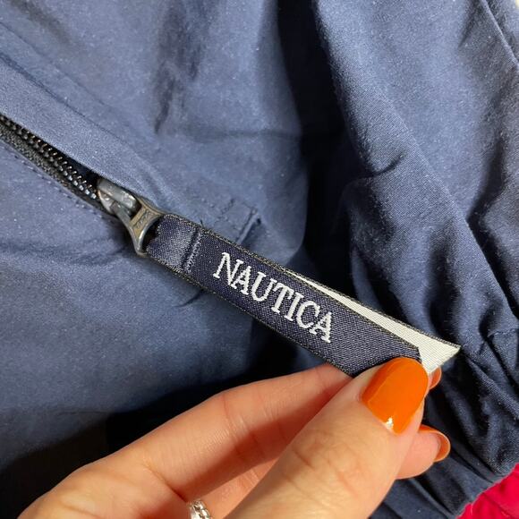 NAUTICA Reversible Hydro Race Windbreaker Jacket Button Zip 90s Vintage 1997 XL - Picture 6 of 11